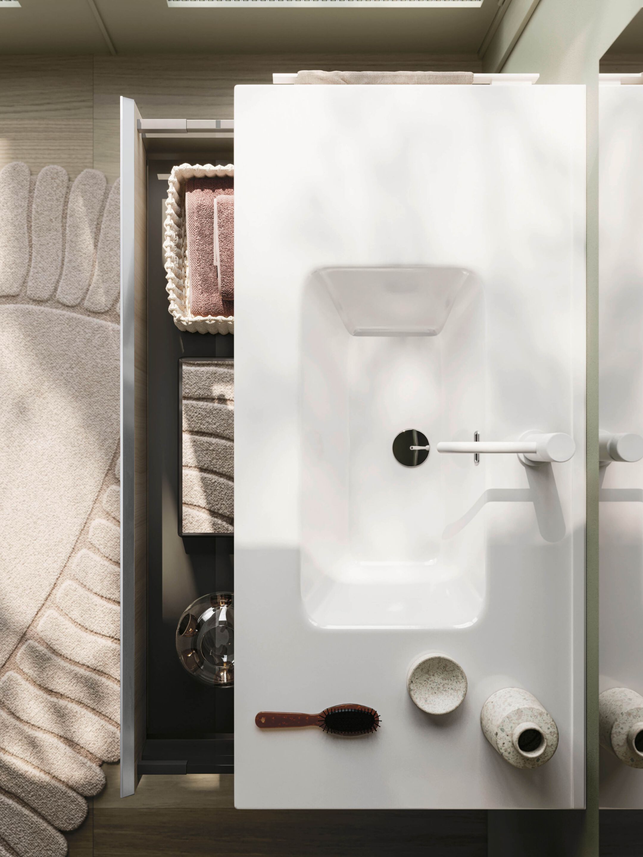 Подвесной шкаф для умывальника со встроенной раковиной Arbi Arredobagno HO.ME PLUS 45° C 23 ARCH-00049545 - Вид №2