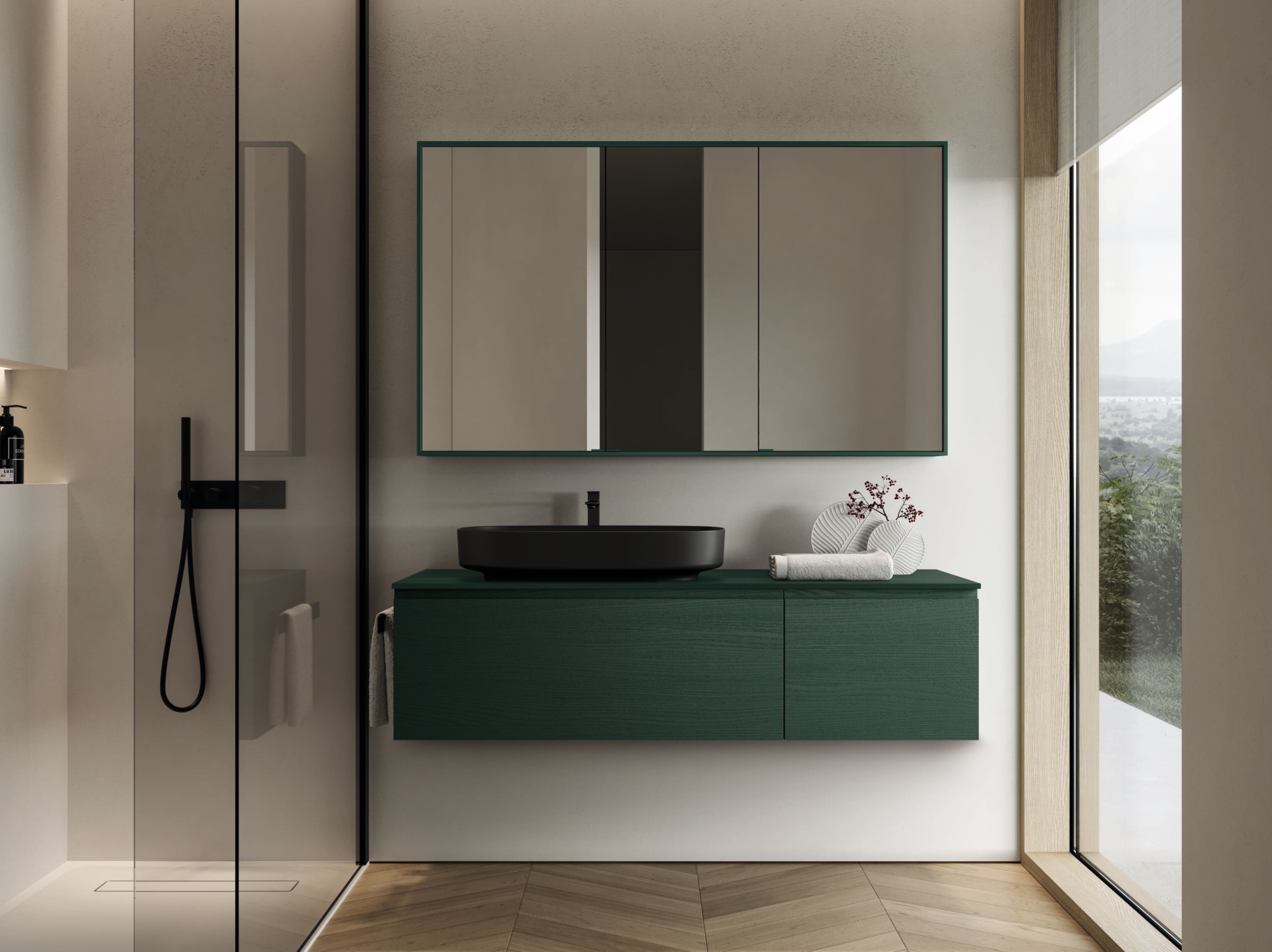 Подвесной туалетный столик с зеркалом Ideagroup Seventy Form ARCH-00043718