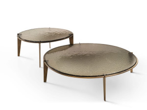 Круглый стеклянный журнальный столик