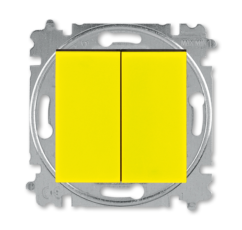 93821418 Выключатель встраиваемый 2 клавиши цвет желтый/дымчатый черный Levit STLM-0576831 ABB