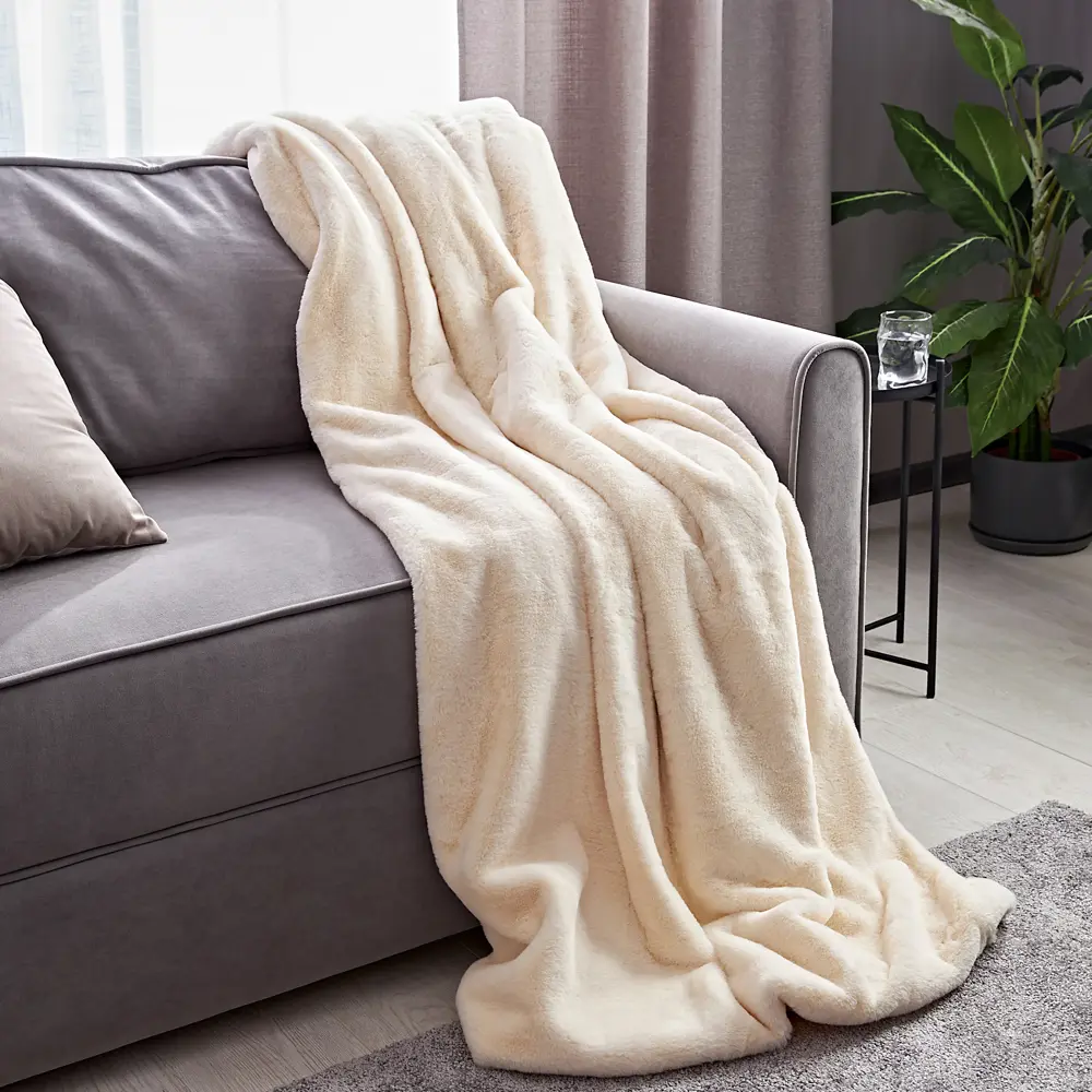 Плед Enalie Cream 5 200x220 см велсофт цвет кремовый INSPIRE STLM-2187041 - Вид №3