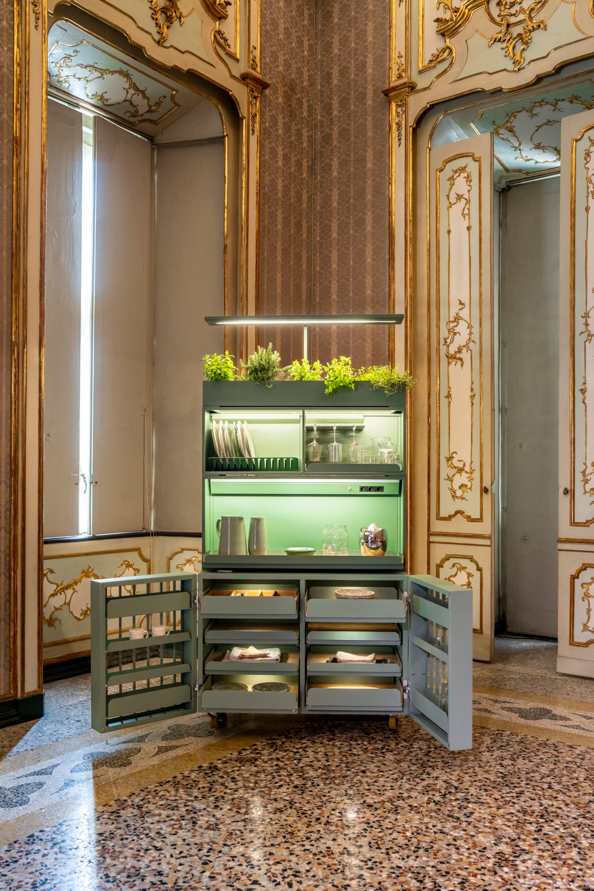 Модульный шкаф из окрашенной стали и оливкового дерева Officine Tamborrino MEMÈ ARCH-00114854 - Вид №28