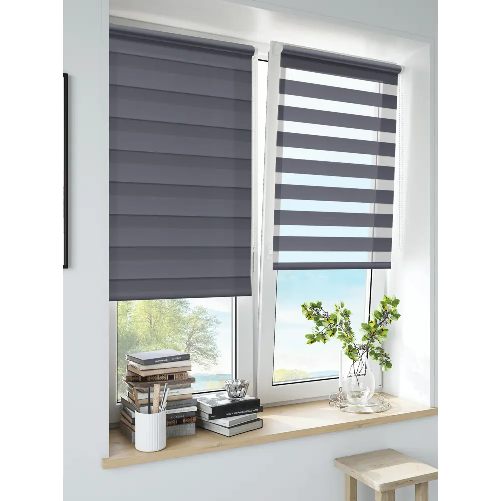 Штора рулонная день-ночь Madrid 70x160 см графит MIAMOZA Коллекция 2024г STLM-2007561 - Вид №3