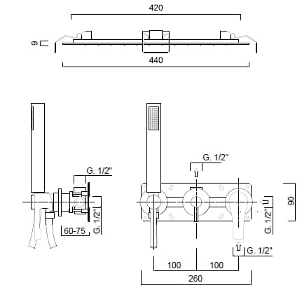 Набор для душа с душем Rubinetteria Giulini Ego ARCH-00022066 - Вид №2