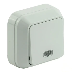 Выключатель накладной Makel SivaUstu 1 клавиша с подсветкой, цвет серый