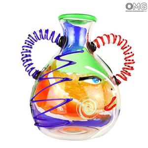 2619 ORIGINALMURANOGLASS Ваза-амфора Лицо Женщины - по мотивам Пикассо - Original Murano Glass OMG 32 см