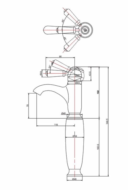 Однорычажный смеситель для раковины с аэратором Burlington CHELSEA ARCH-00034391 - Вид №6