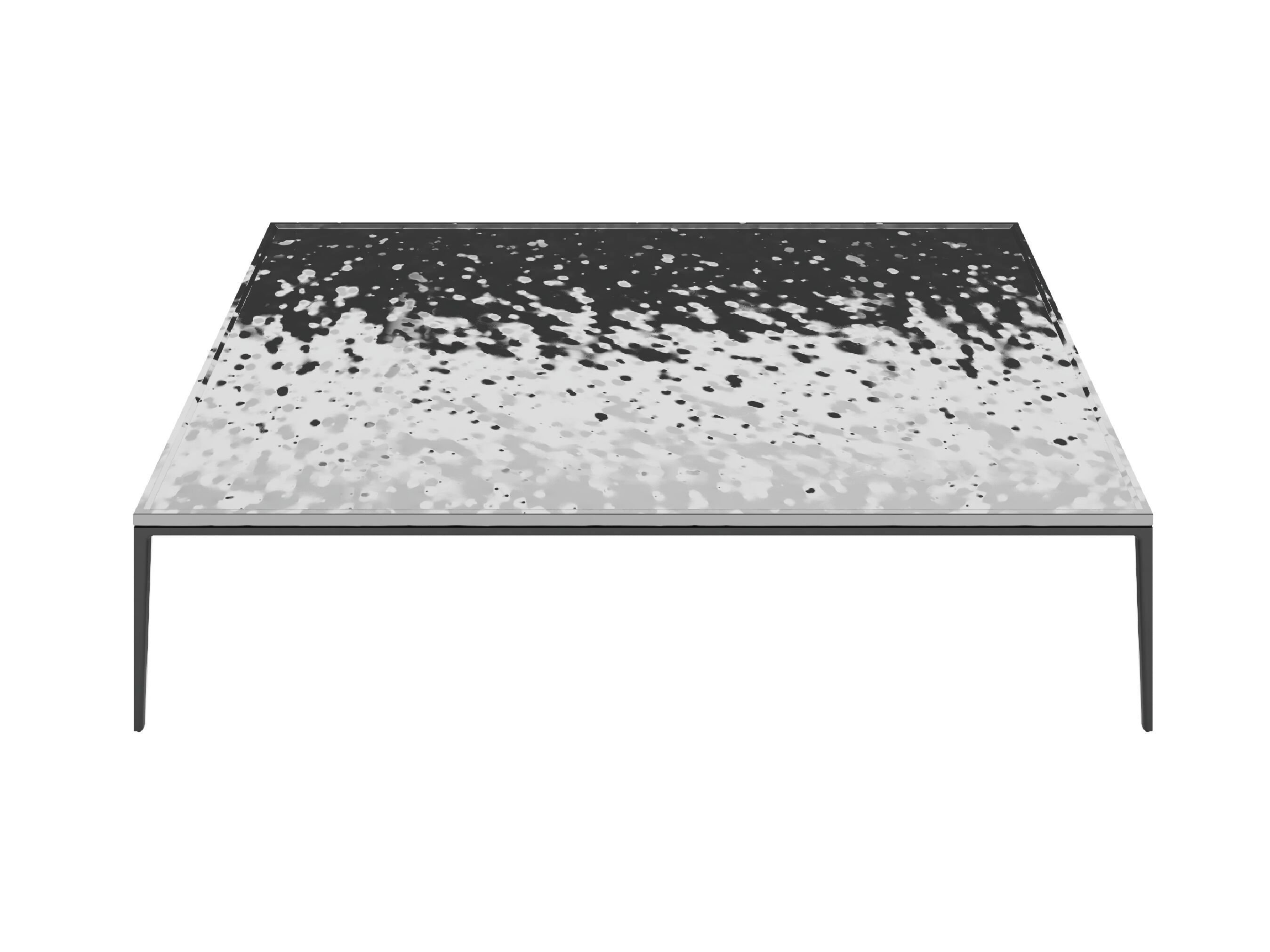 Низкий прямоугольный журнальный столик с кованой зеркальной стальной столешницей Maxalto Soleide ARCH-00052119