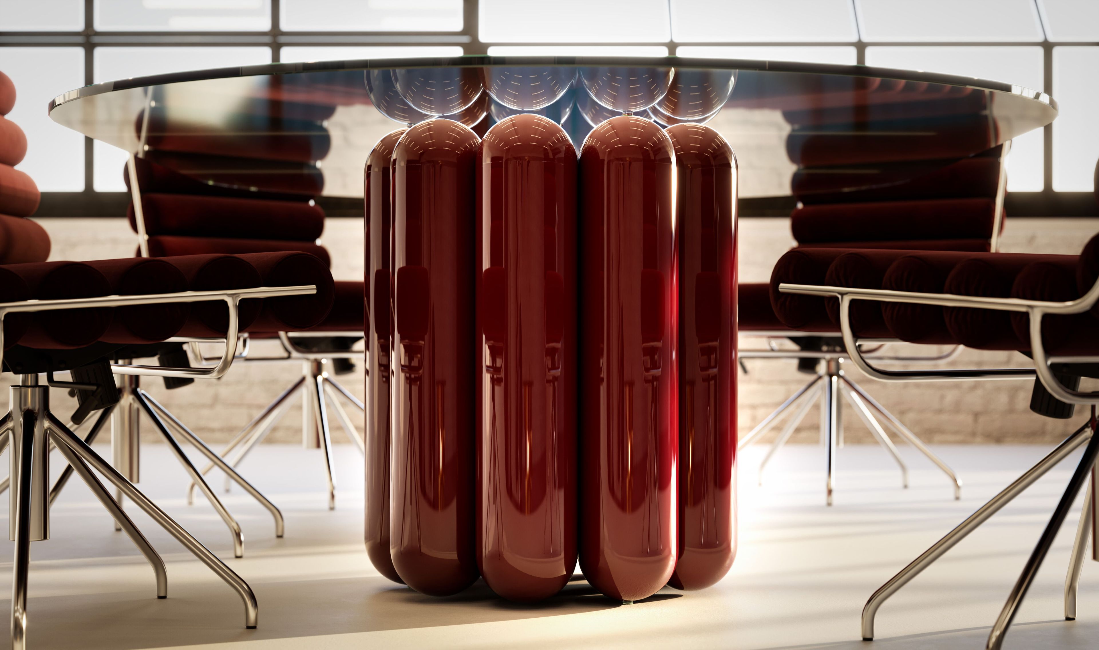 Круглый стол из стали и стекла Cameron Design House ARCH-00125010 - Вид №1