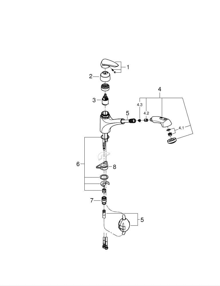 Смеситель для кухни с одним отверстием и поворотным изливом Grohe Eurodisc ARCH-00128501 - Вид №2