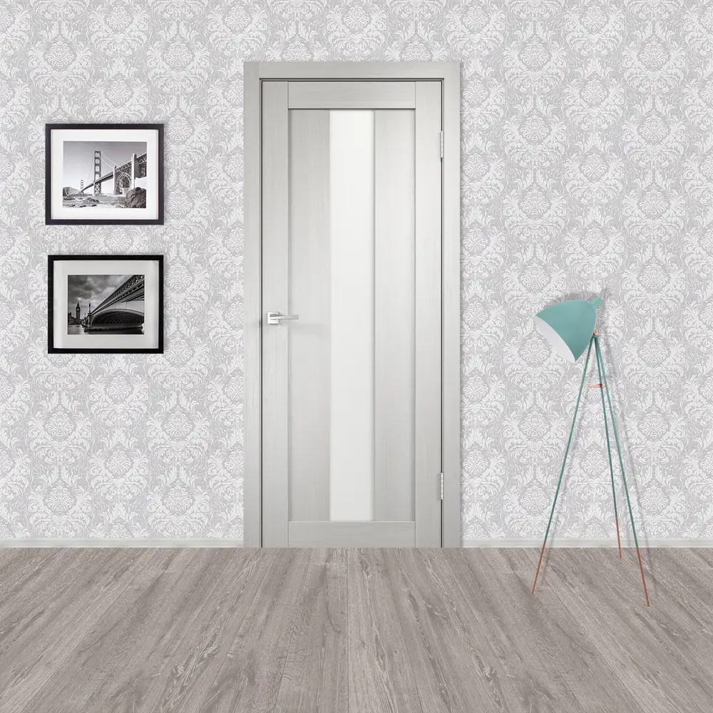 Дверь межкомнатная остеклённая Фортуна 90x200 см ПВХ цвет белый дуб Santreyd STLM-2044580 - Вид №9