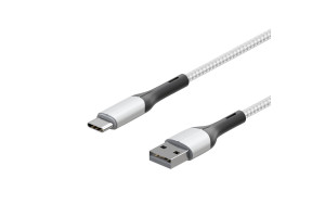 19003248 Кабель TypeC-USB A USB 2.0 нейлон, Белый, 0,2м 72483 Interstep