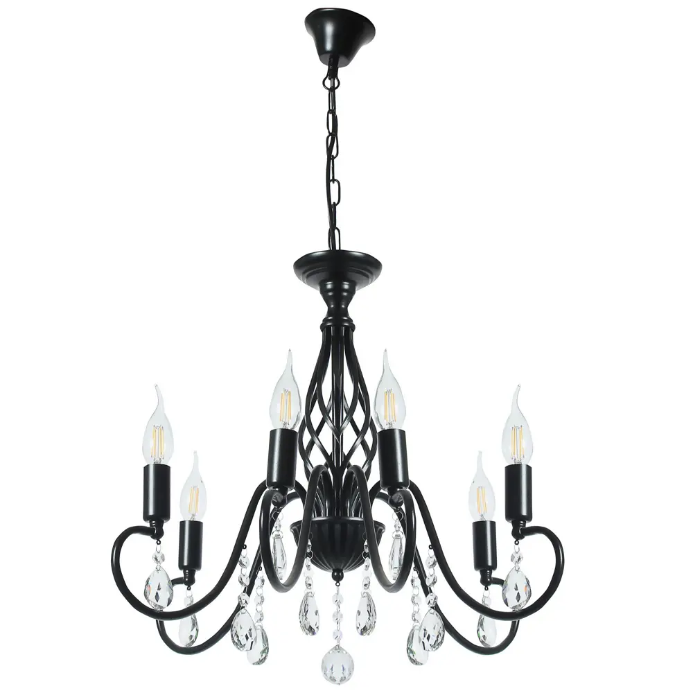 Люстра "Черный жемчуг" 6хЕ14х40 Вт металл, цвет чёрный СВЕТПРОМЪ STLM-2075812