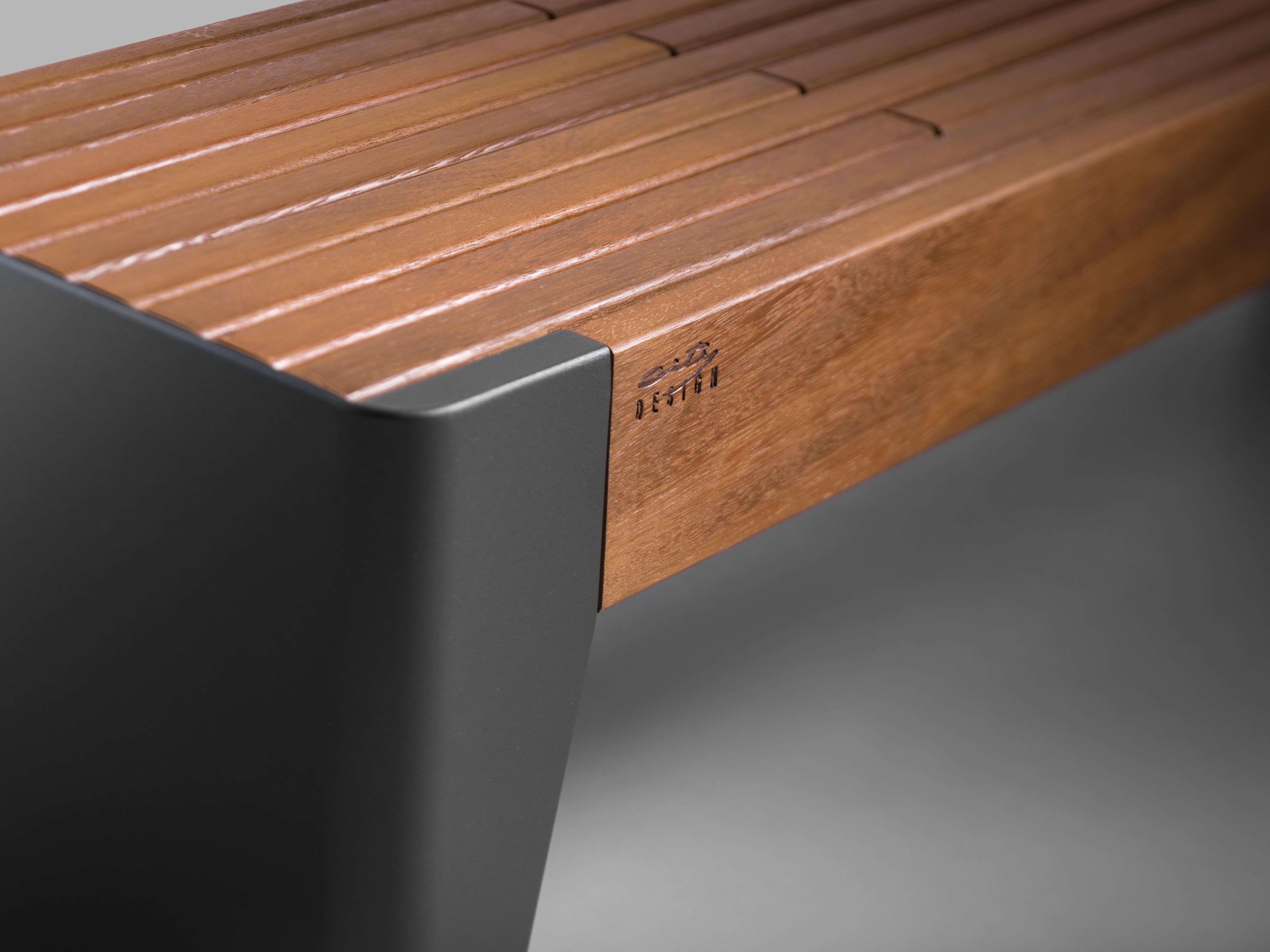 Стальная и деревянная скамья без спинки City Design Fòla ARCH-00048887 - Вид №1