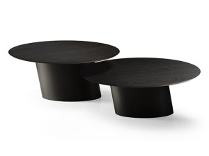 Деревянный круглый журнальный столик с металлическим основанием