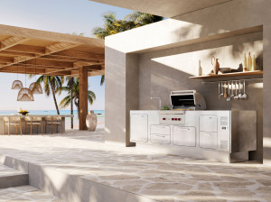 Наружная кухня из нержавеющей стали с барбекю