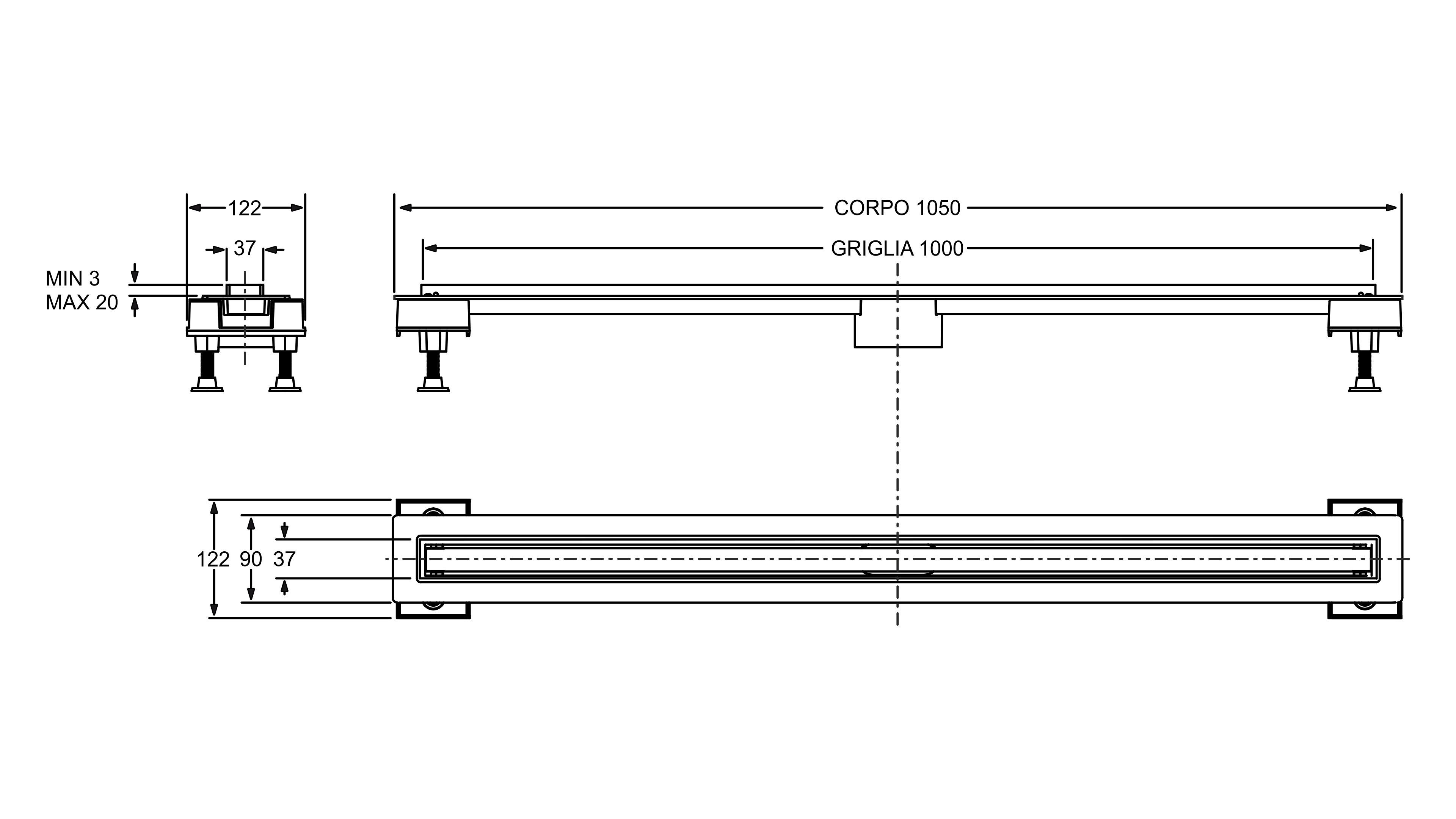 Алюминиевый слив для душа Bonomini Canalissima ARCH-00081904 - Вид №1