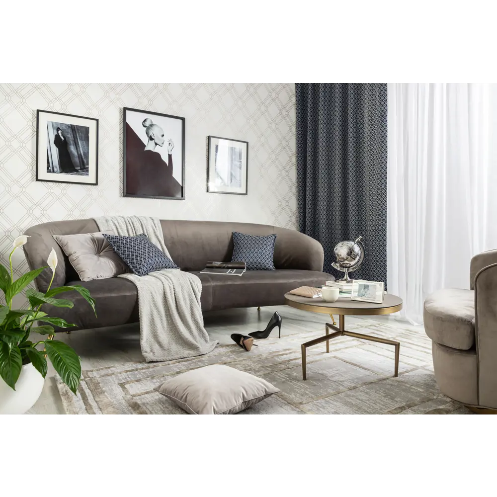 Подушка с пуговицей Бархат 43x43 см цвет серый LINEN WAY STLM-2091906 - Вид №7