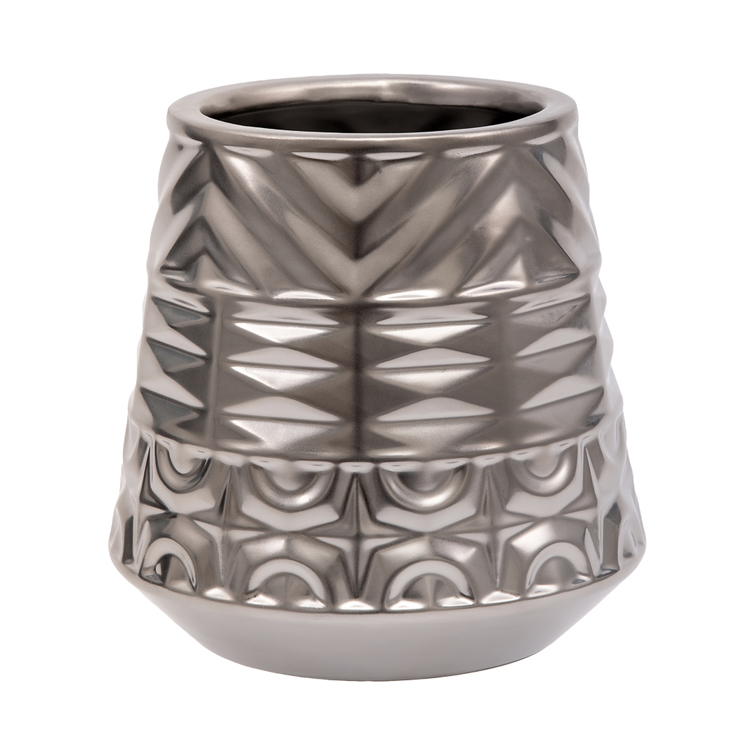 91080505 Декоративная ваза Орнамент 17.5x17.5x18 см серебряная Cha10-L STLM-0473654 ВЕЩИЦЫ