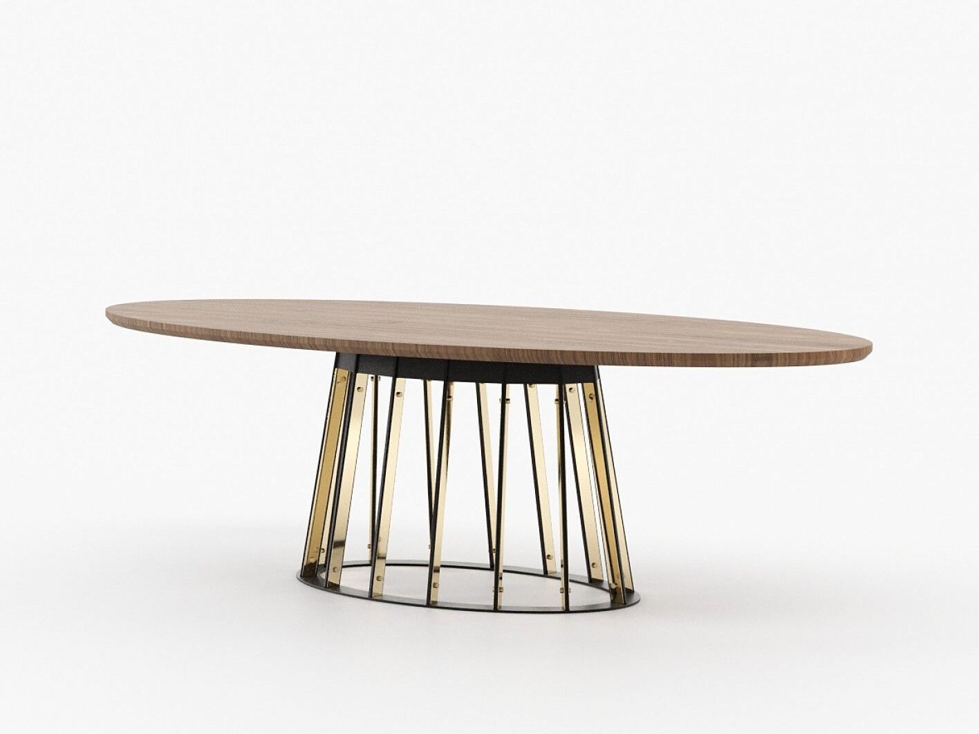 Овальный обеденный стол из нержавеющей стали и дерева Laskasas ANN ARCH-00109917 - Вид №4