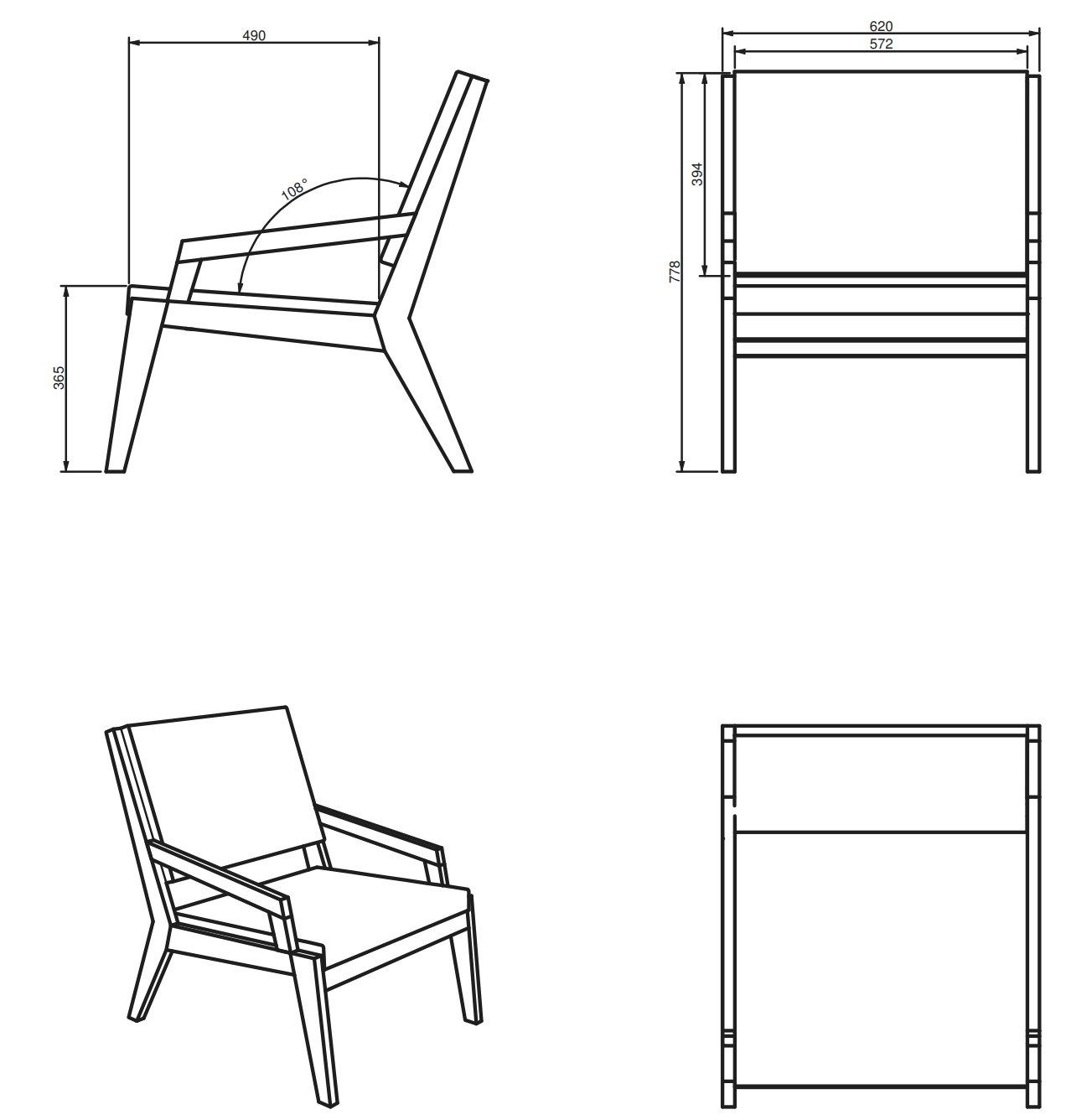 Деревянное кресло и QM Foam с подлокотниками Quinze & Milan номер 26 ARCH-00080973 - Вид №3