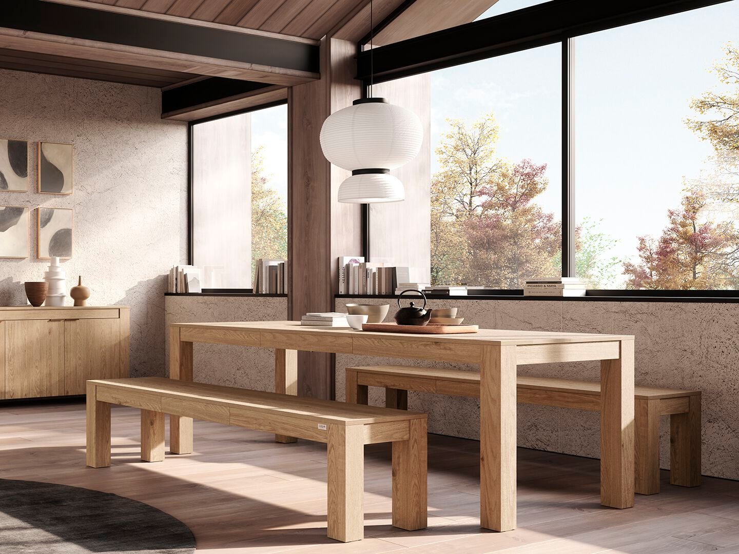 Выдвижной стол из дуба с 2 скамейками Mobili Fiver Rachele ARCH-00144679 - Вид №6