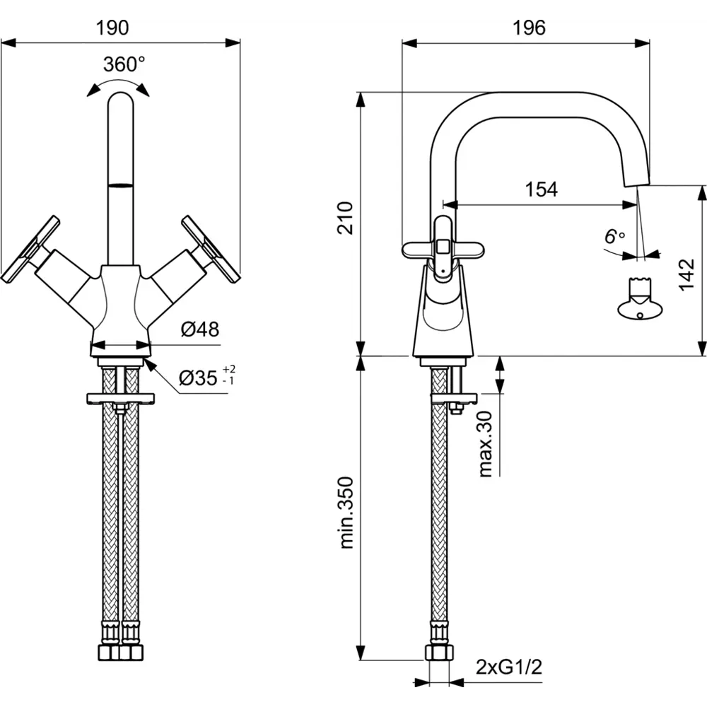 Смеситель для раковины Vidima Art двухвентильный цвет хром STLM-2073462 - Вид №4