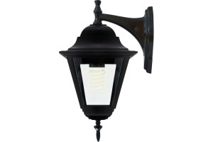 15628039 Садово-парковый светильник, четырехгранный на стену вниз 100W E27 230V, черный 4202 11026 FERON Классика