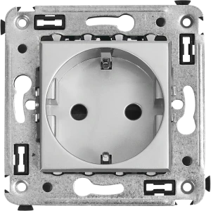 Розетка встраиваемая DKC Avanti с заземлением со шторками цвет закаленная сталь