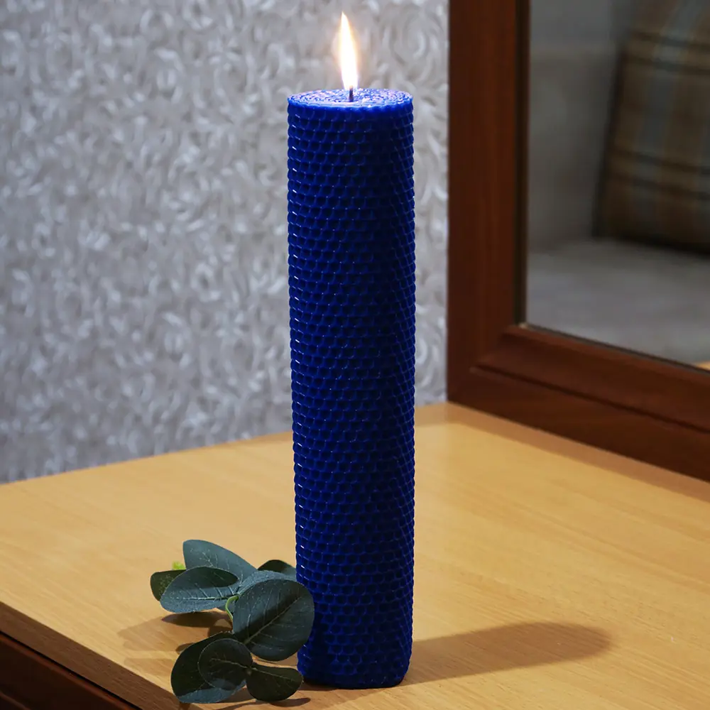 Свеча вощинная цилиндр синяя 5x26 см 86389064 STLM-2065526 EVIS  - Вид №2