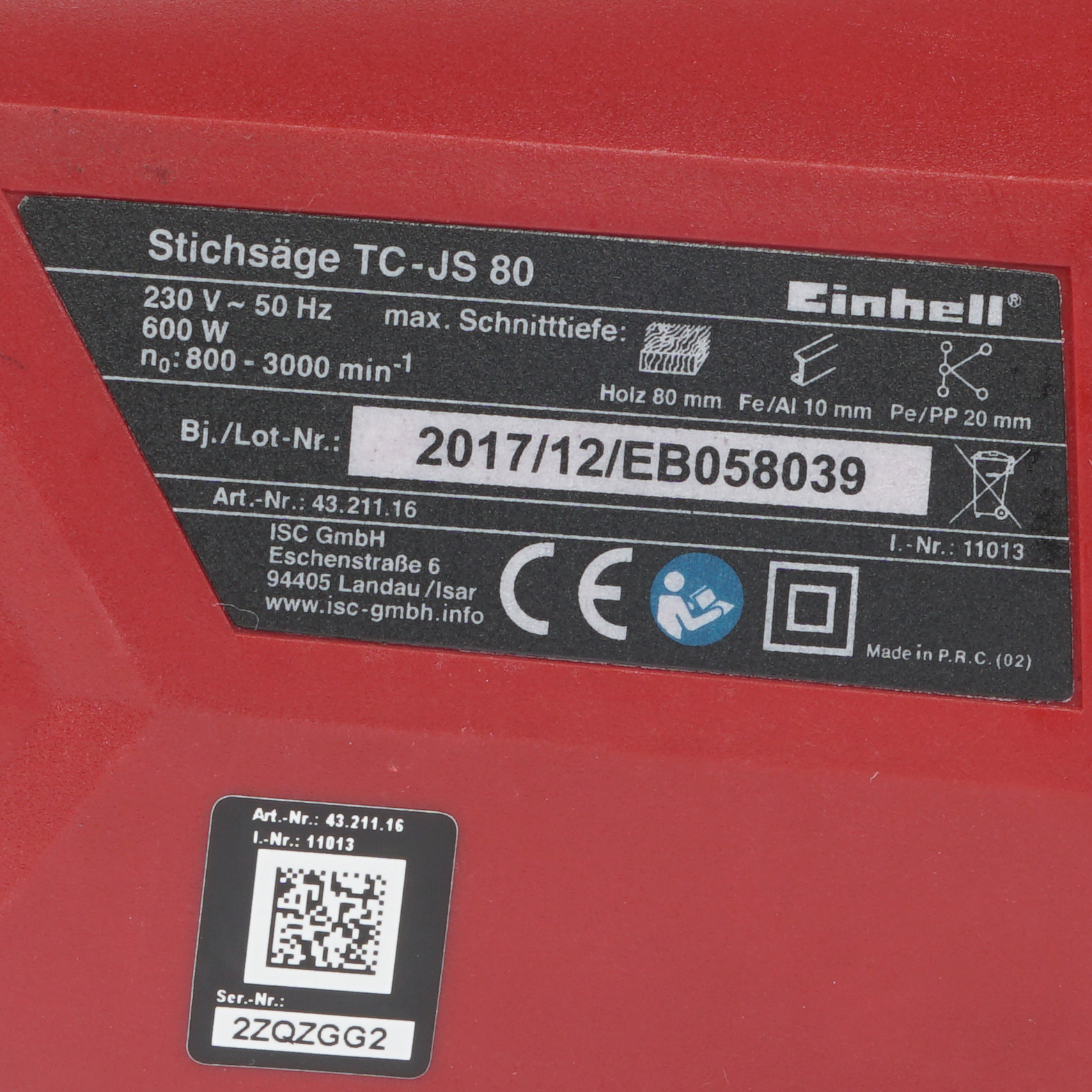 Электрический лобзик Einhell TC-JS 80 7999274 STDN-0026461 - Вид №4