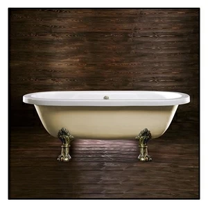 Ванна напольная отдельностоящая кремовая с золотыми ножками "Орлиная лапа" Akcjum Octavia WN-09-05-BR-J