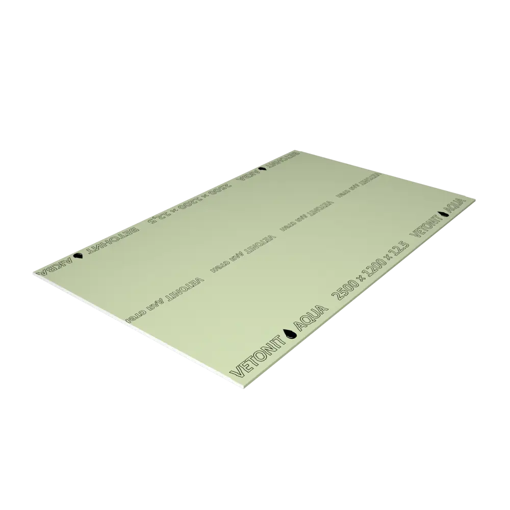 Гипсокартон влагостойкий 12.5 мм Vetonit Аква Оптима 2500x1200 мм 3 м² STLM-2144034 - Вид №1