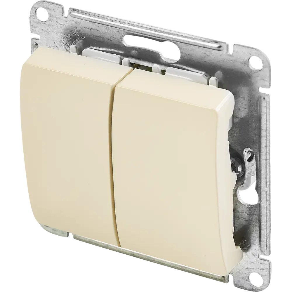 Переключатель Schneider Electric Glossa с двумя клавишами в бежевом цвете 86710621 STLM-0070868