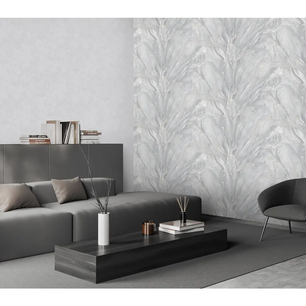 Victoria Stenova Prestige: Серо-серебристые флизелиновые обои для современного интерьера 89423714 STLM-1563382 - Вид №5