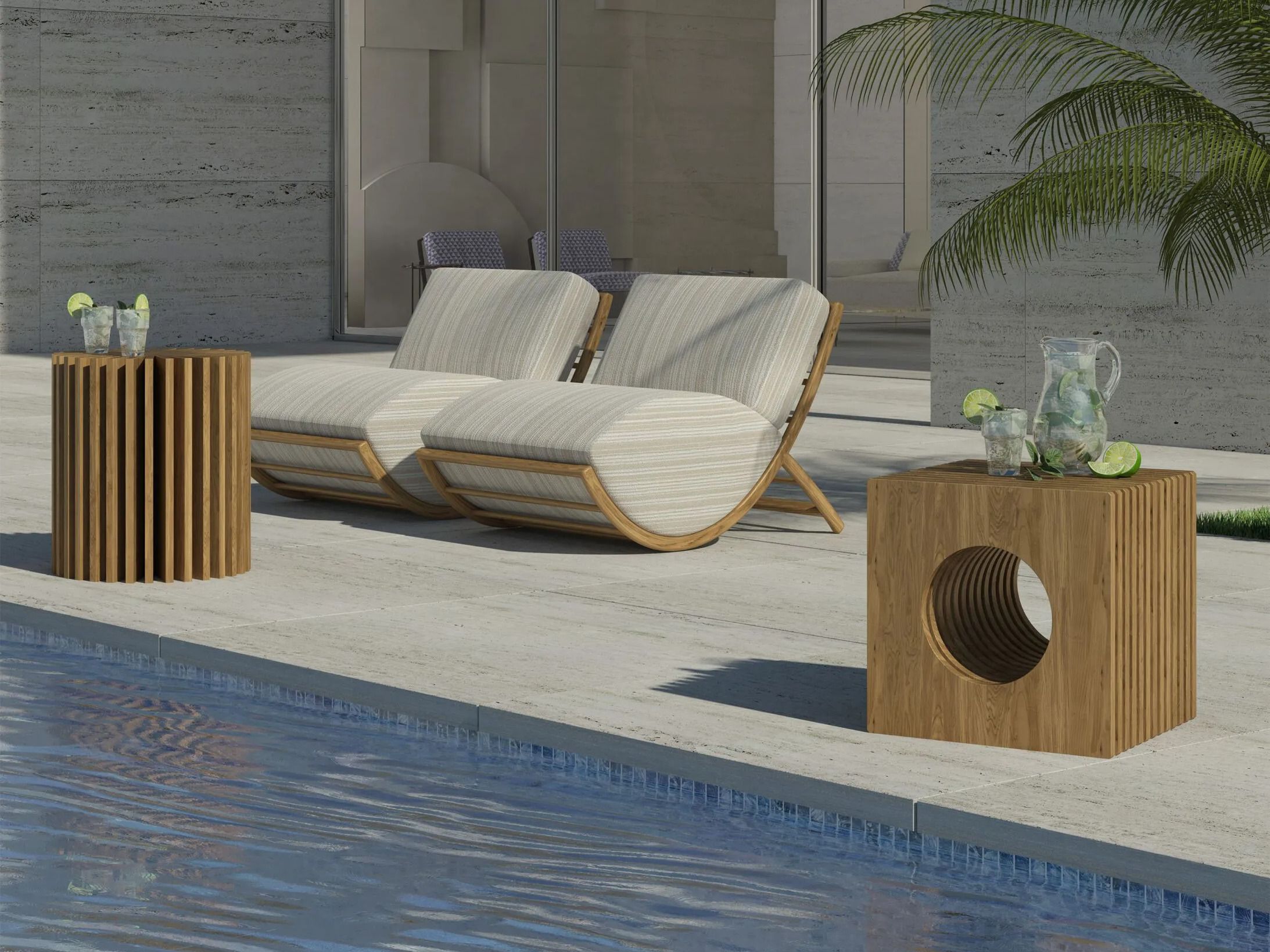 Квадратный уличный журнальный столик в iroko RIVATELIER LAYER ARCH-00117657 - Вид №3