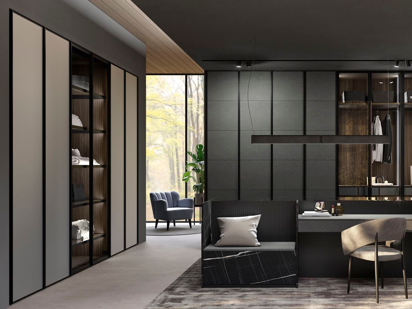 Индивидуальный алюминиевый и стеклянный секционный шкаф Guzzini & Fontana Shine ARCH-00143609