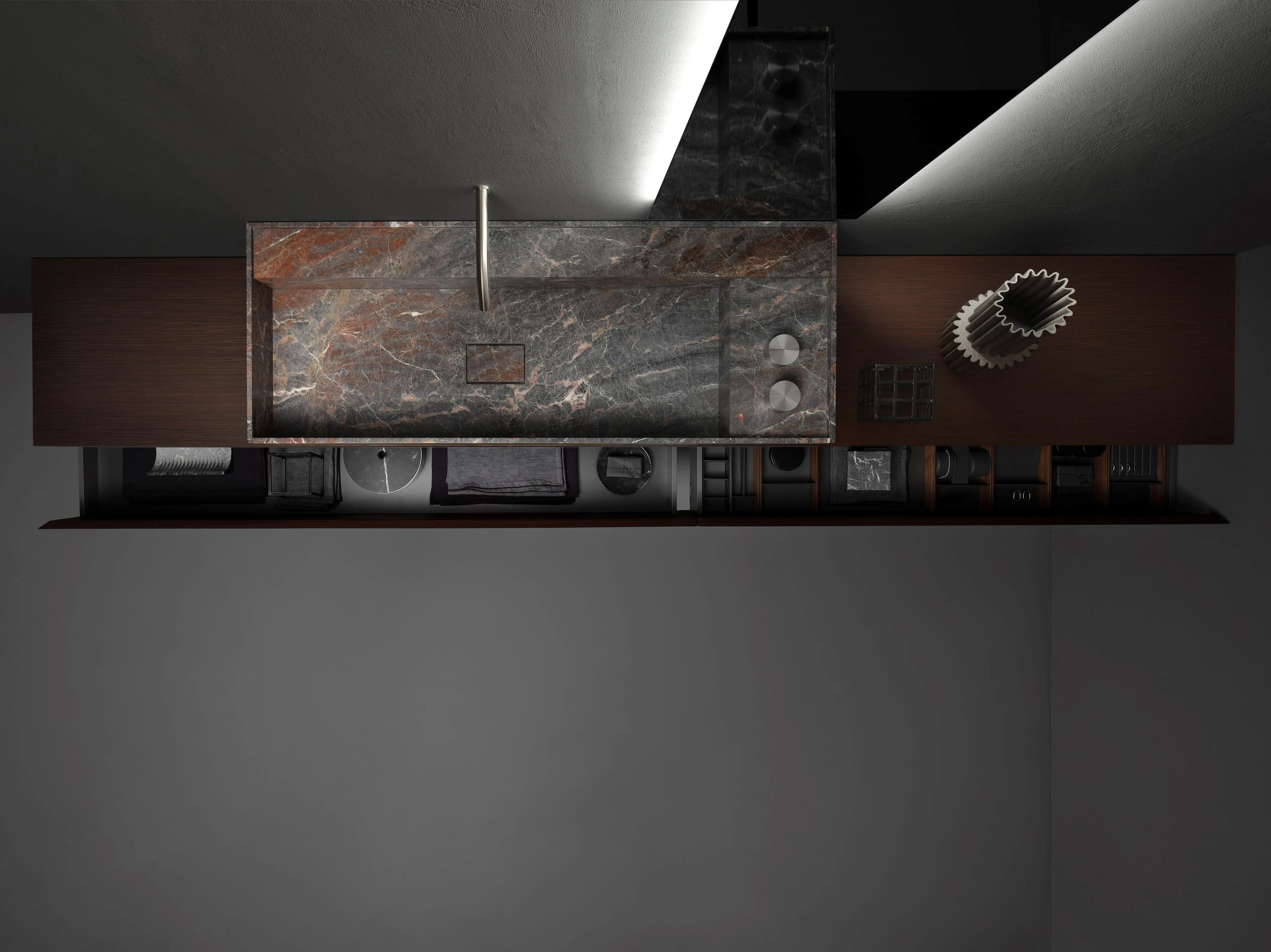 Серый мрамор Saint Laurent прямоугольный подвесной умывальник Falper Minimum ARCH-00121104 - Вид №1