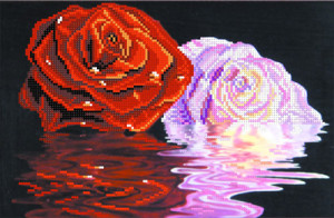 4009 Канва/ткань с рисунком Рисунок на шелке 28 см х 34 см "Две розы" Матренин посад
