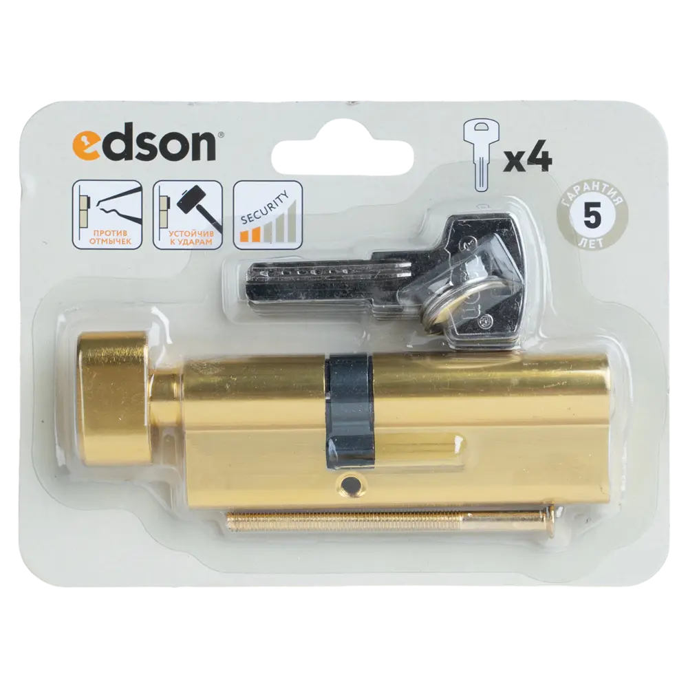 Цилиндр EDS-CYL 35x55 мм ключ/вертушка цвет латунь EDSON STLM-2137149 - Вид №4