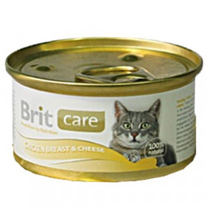 ПР0016450 Корм для кошек Care Куриная грудка с сыром конс. 80г Brit