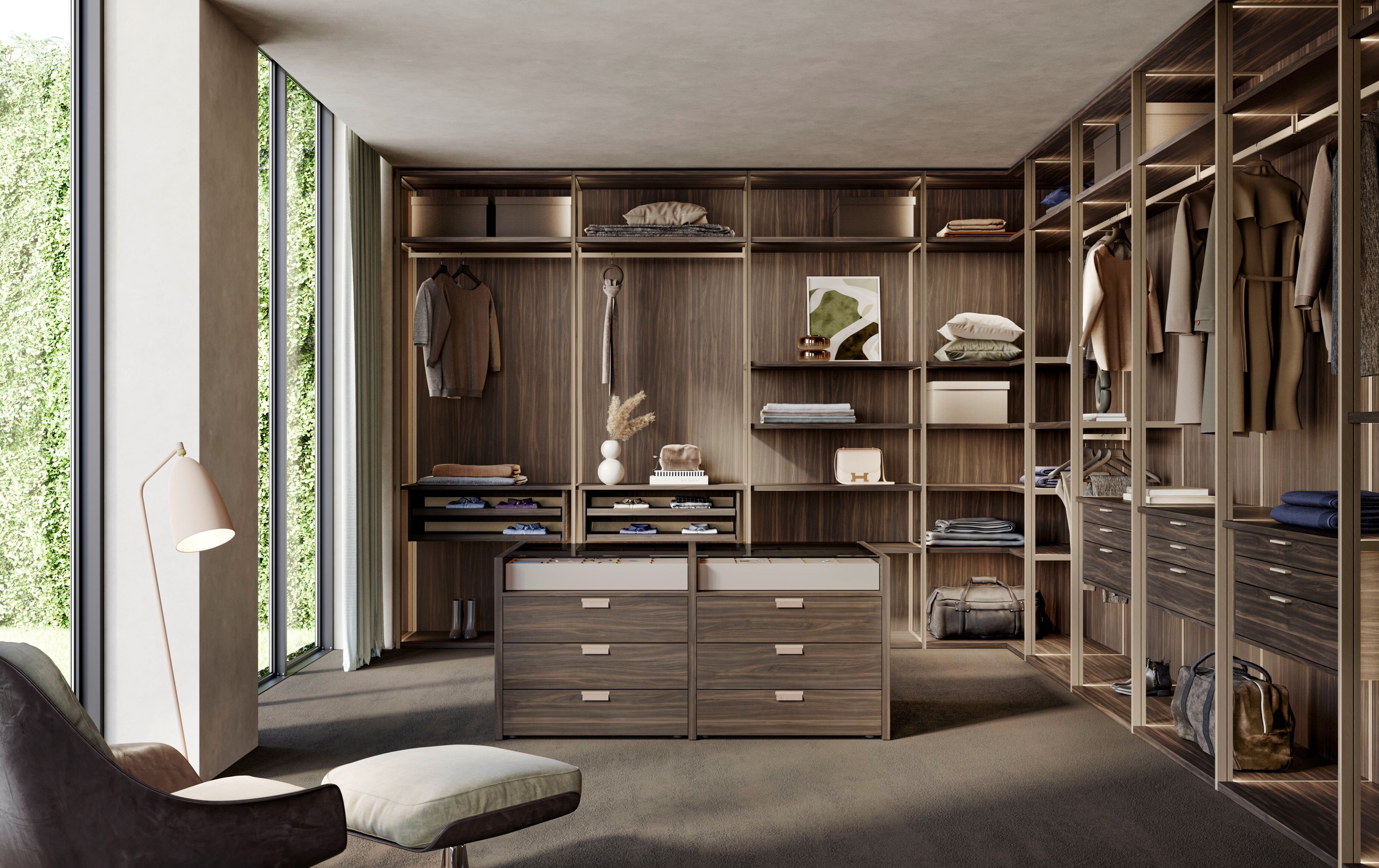 Деревянная секционная гардеробная со встроенным освещением Olivieri ARCH-00000831 - Вид №4