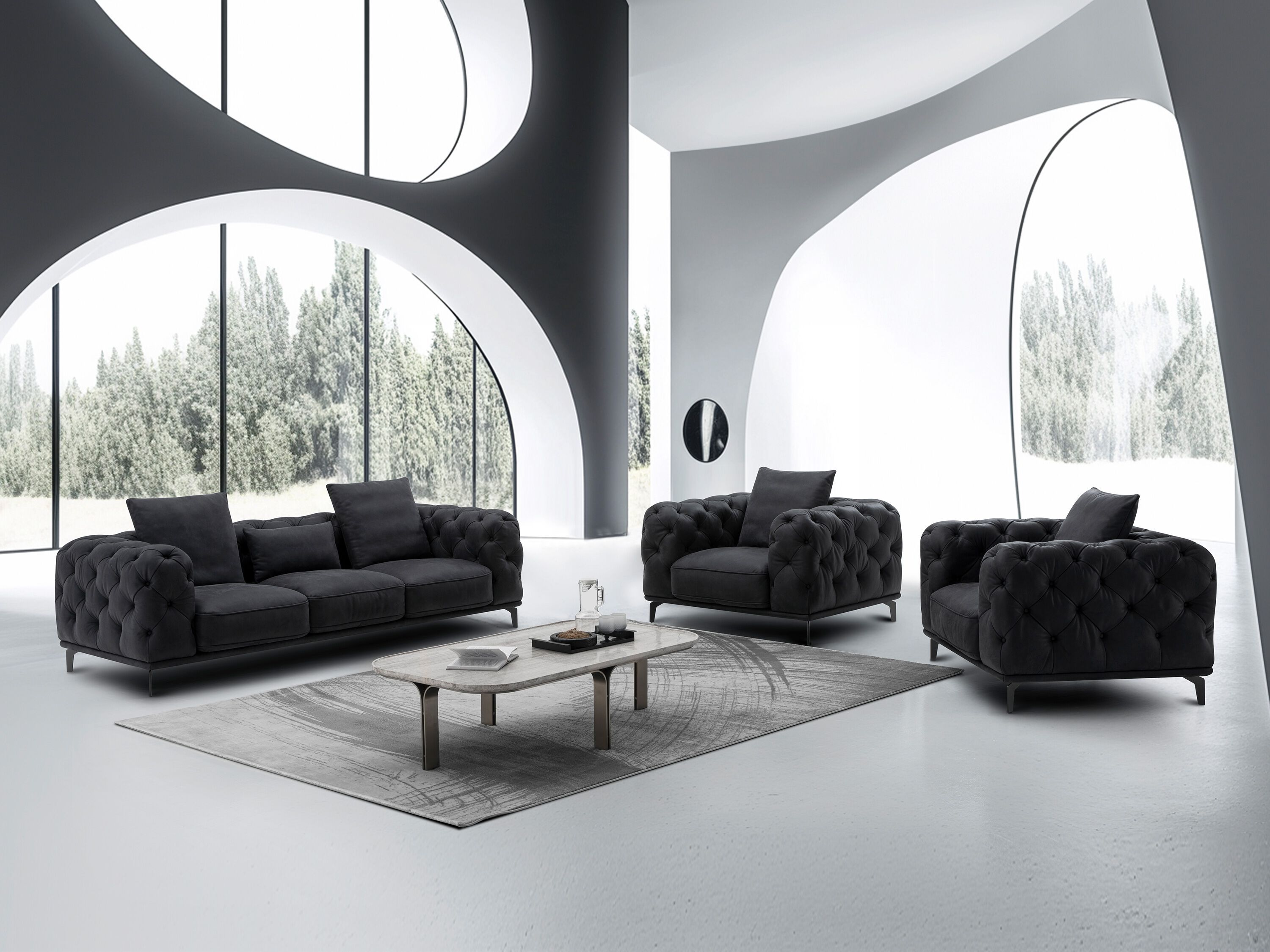 3-местный кожаный капитонный диван CAMPO DE' FIORI эпоха ARCH-00049650 - Вид №6