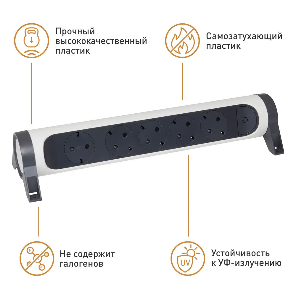 Колодка для удлинителя Legrand Комфорт 5 розеток с заземлением 3680 Вт цвет белый/черный 84024710 STLM-2034653  - Вид №5