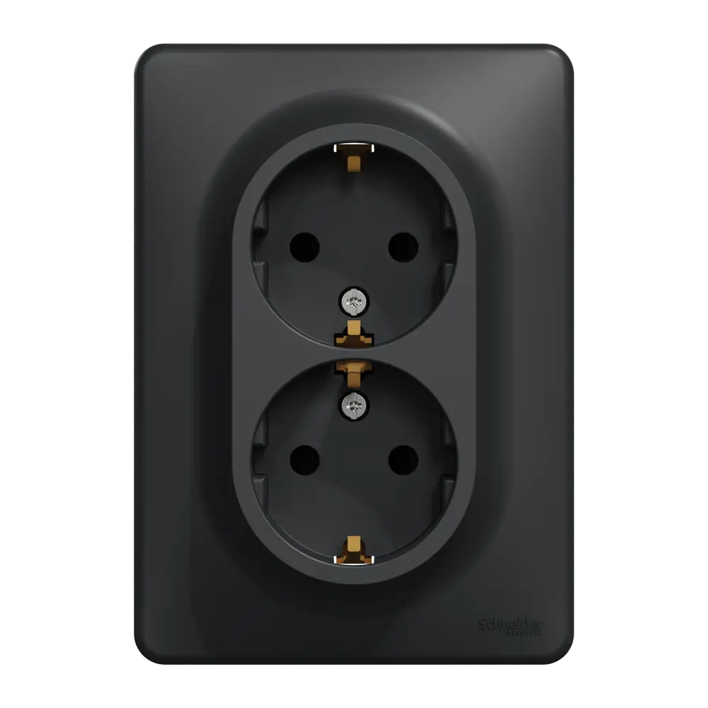 Розетка двойная встраиваемая Systeme Electric Sedna Design с заземлением, цвет антрацит STLM-2153035