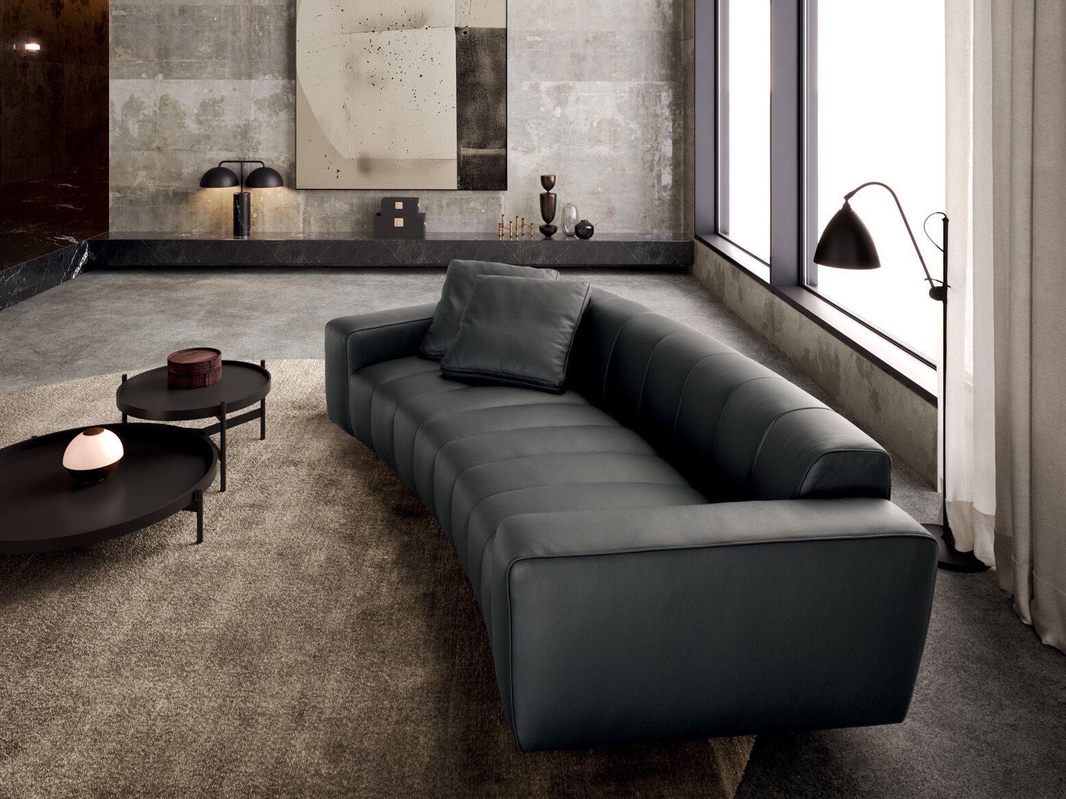 3-местный кожаный изогнутый диван VALENTINI Брандо ARCH-00019804