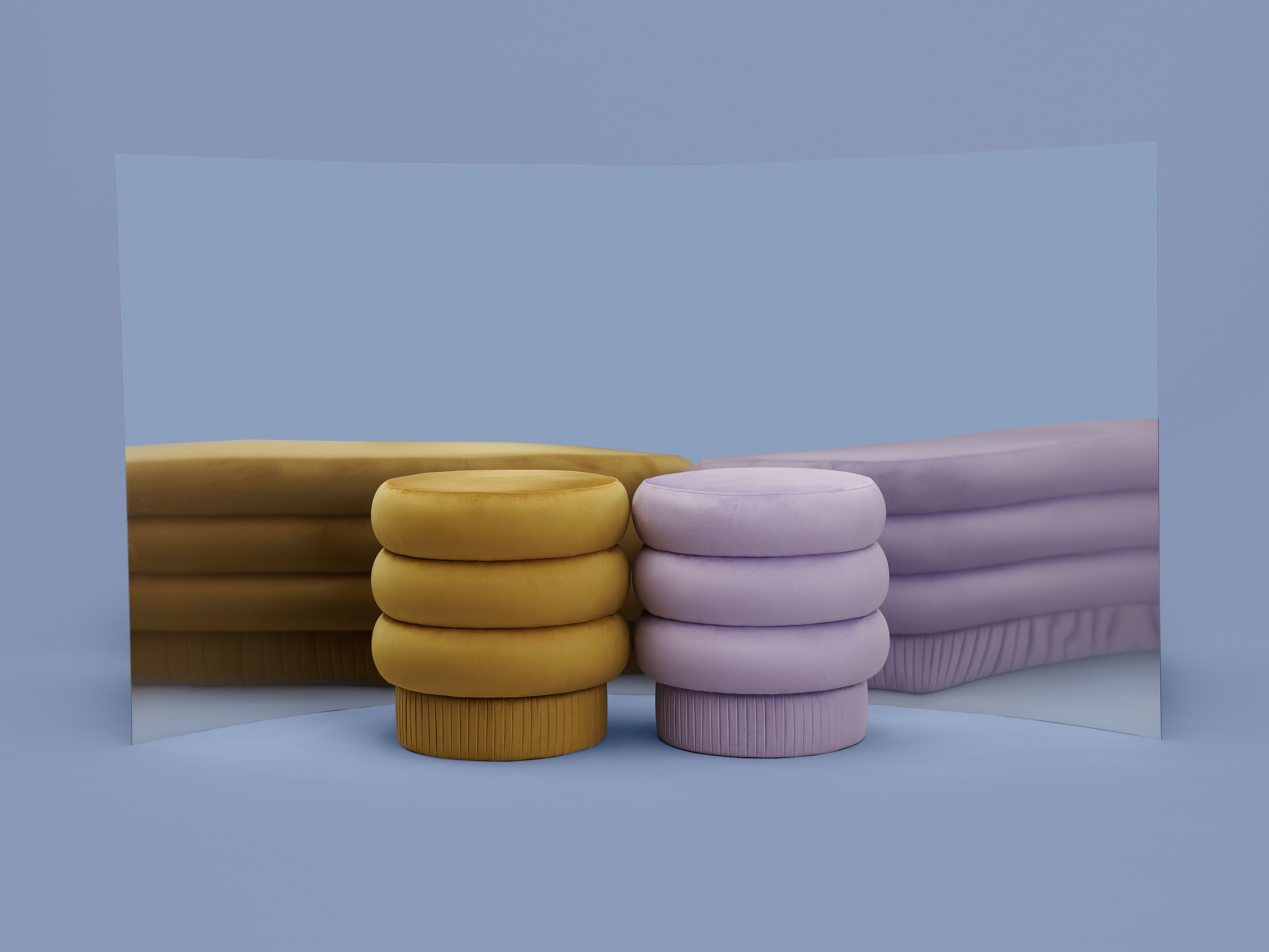 Круглый бархатный пуф Houtique насос ARCH-00093241 - Вид №5