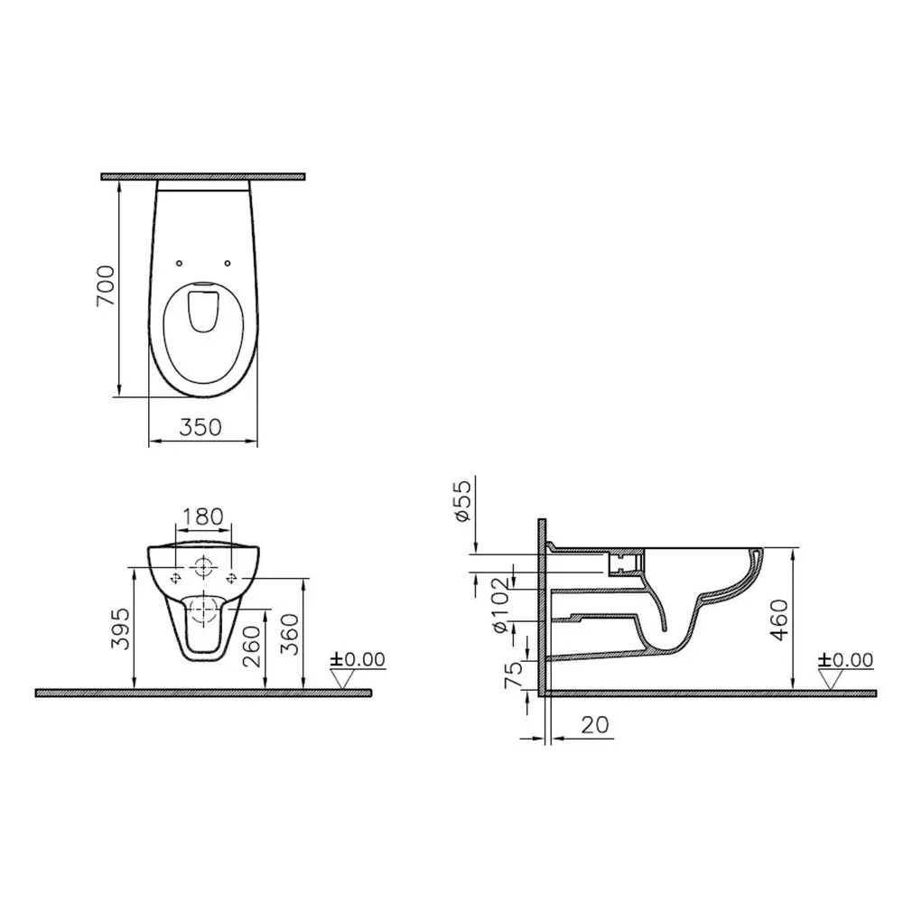 Унитаз подвесной Vitra Conforma безободковый STLM-2136562 - Вид №11