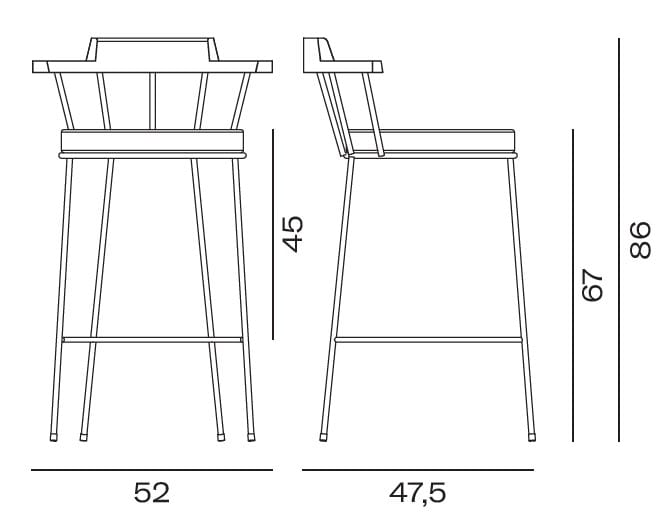 Высокий стул из стали с порошковым покрытием Vergés Mim ARCH-00007063 - Вид №6