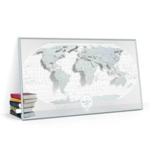 Скретч-карта мира серая в металлической раме Travel Map Air World 1DEA.ME ДИЗАЙНЕРСКИЕ 00-3954184 Хром
